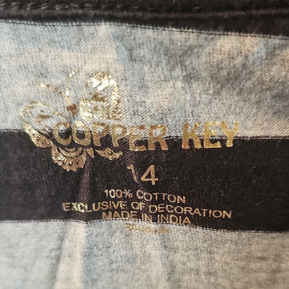 Copper Key Girls Striped Layered Shirt with Horse Glitter Design Size 14 - Picture 2 of 8